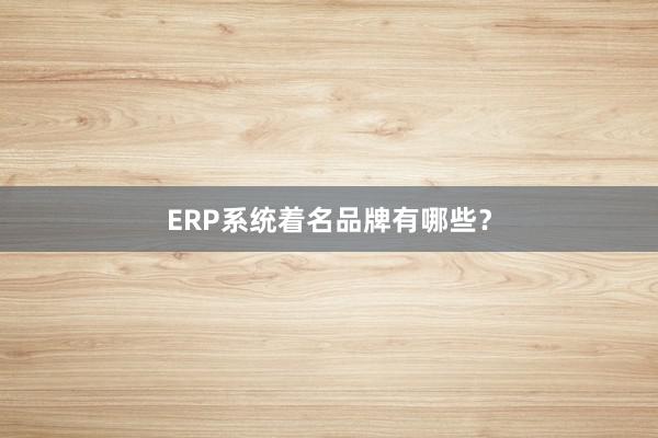 ERP系统着名品牌有哪些？